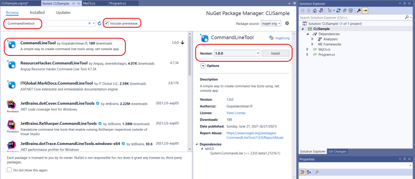 Commandline tools using .Net 5